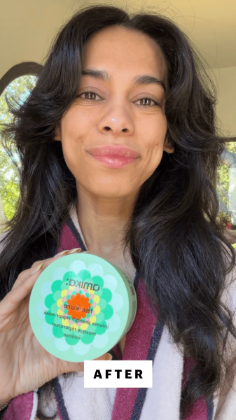 Shipin after applying the Amika The Kure Intense Bond Repair Mask